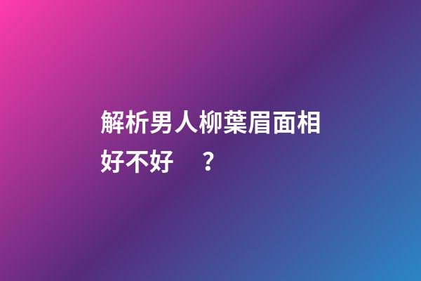 解析男人柳葉眉面相好不好？
